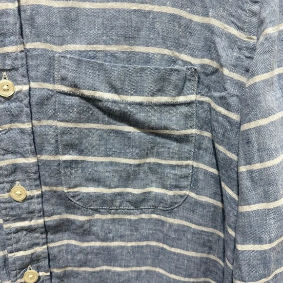 Abercrombie & Fitch Striped Linen Button Down Shirt S Coastal Lightweight Preppy - Picture 5 of 11